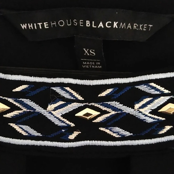 WHITE HOUSE BLACK MARKET LITTLE BLACK KNEE LENGTH DRESS, CUTOUTS, EMBROIDERY, S… - Picture 3 of 7